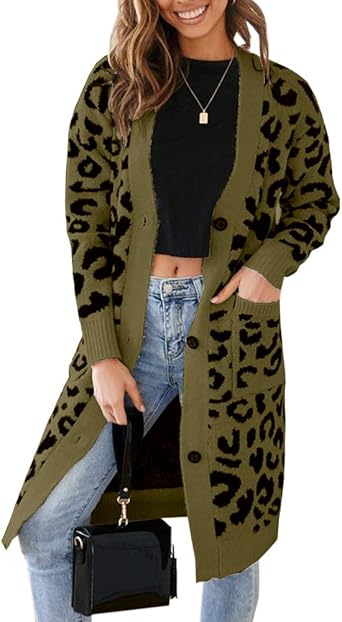 leopard print long cardigan uk