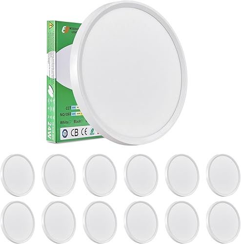 Miniatura 10 de Paquete de 2 luces LED de techo empotradas de 12 pulgadas, 32 W, 3480 LM, 3000 K4000 K6000 K CCT seleccionables, luz de panel plano redonda de bajo