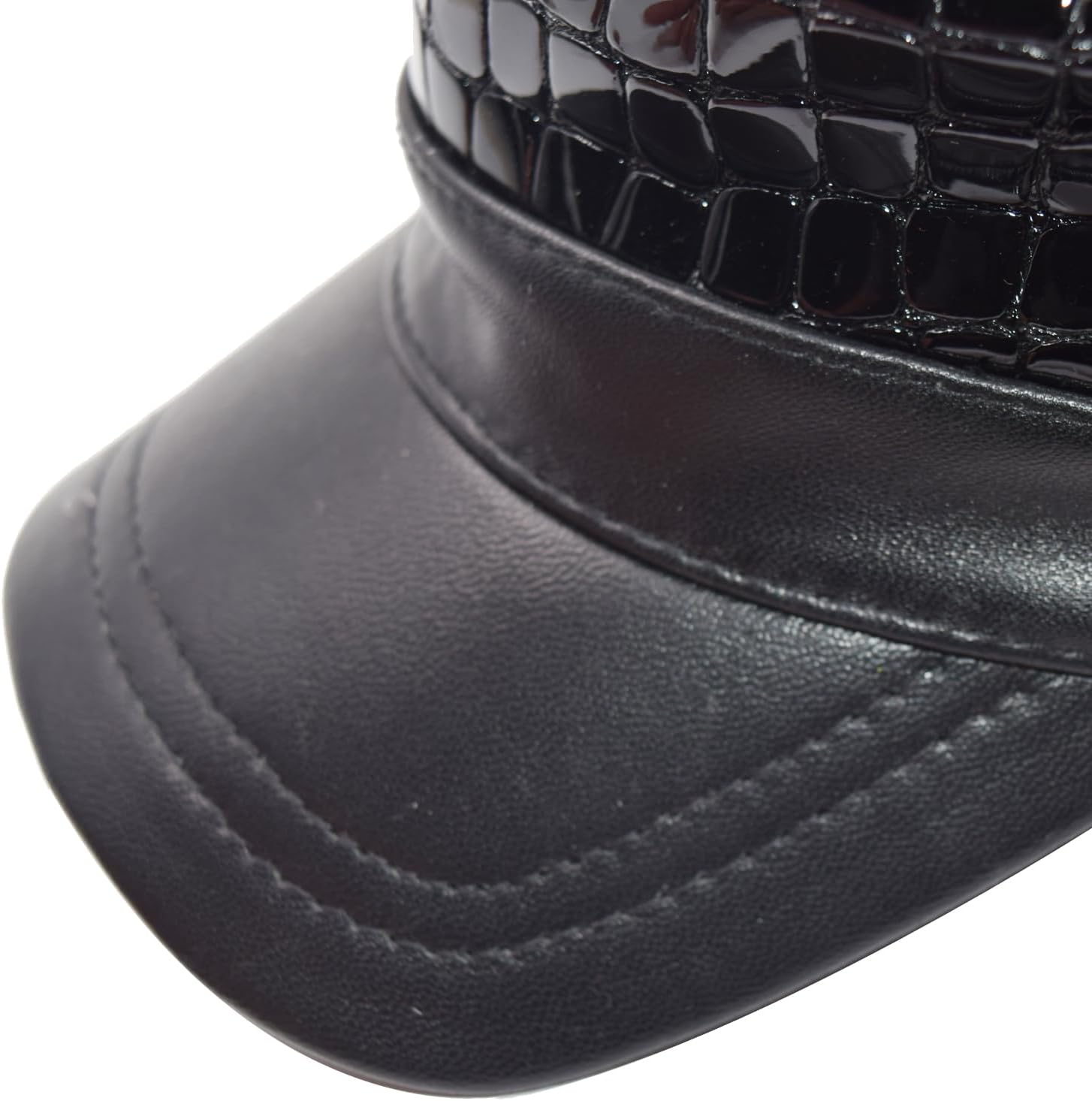 Classic Men's Leather Military Cadet Cap Army Style Adjustable Black Hats - Image 7