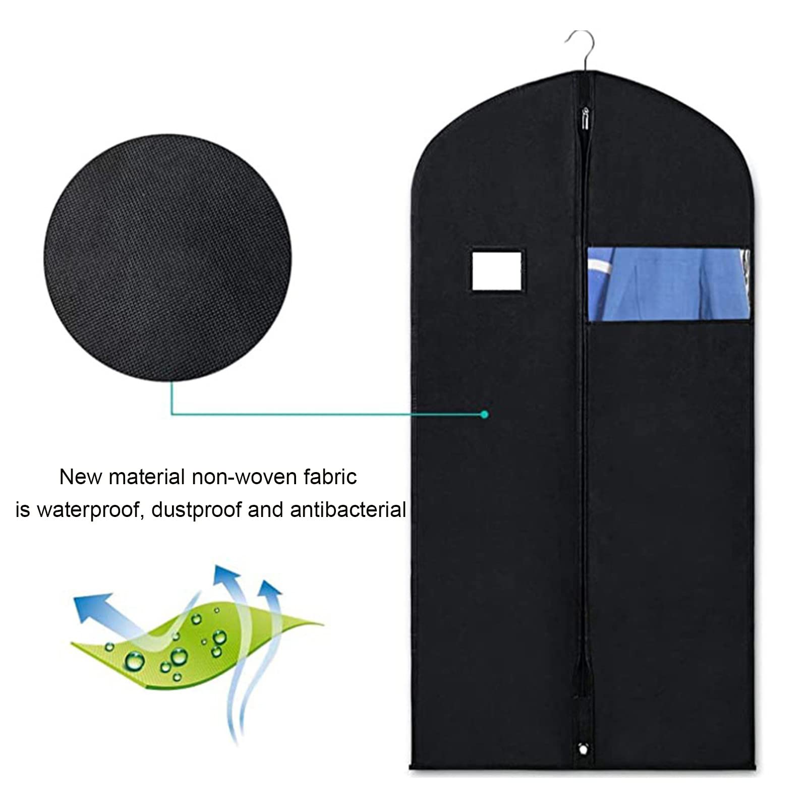 Bolsa de almacenamiento para fundas de ropa, fundas para ropa con cremallera, bopara armario, viajes, adecuadas para trajes, abrigos, chaquetas, jerseys, etc., negro-110x60cm (gris 110x60cm)