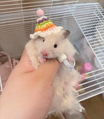 Miniatura 2 de Mini sombrero de punto a mano para animales pequeños mascotas como serpientes, lagartos, hámsteres sirios, dragones barbudos, ratas elegantes,