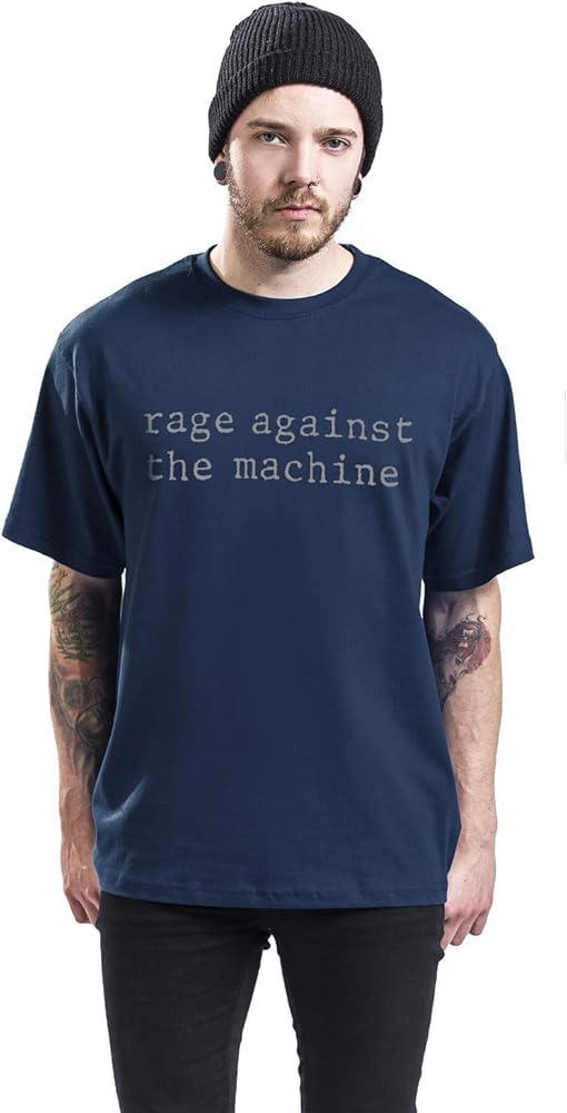 Rage Against The Machine T Shirt Original Logo Official Mens Navy