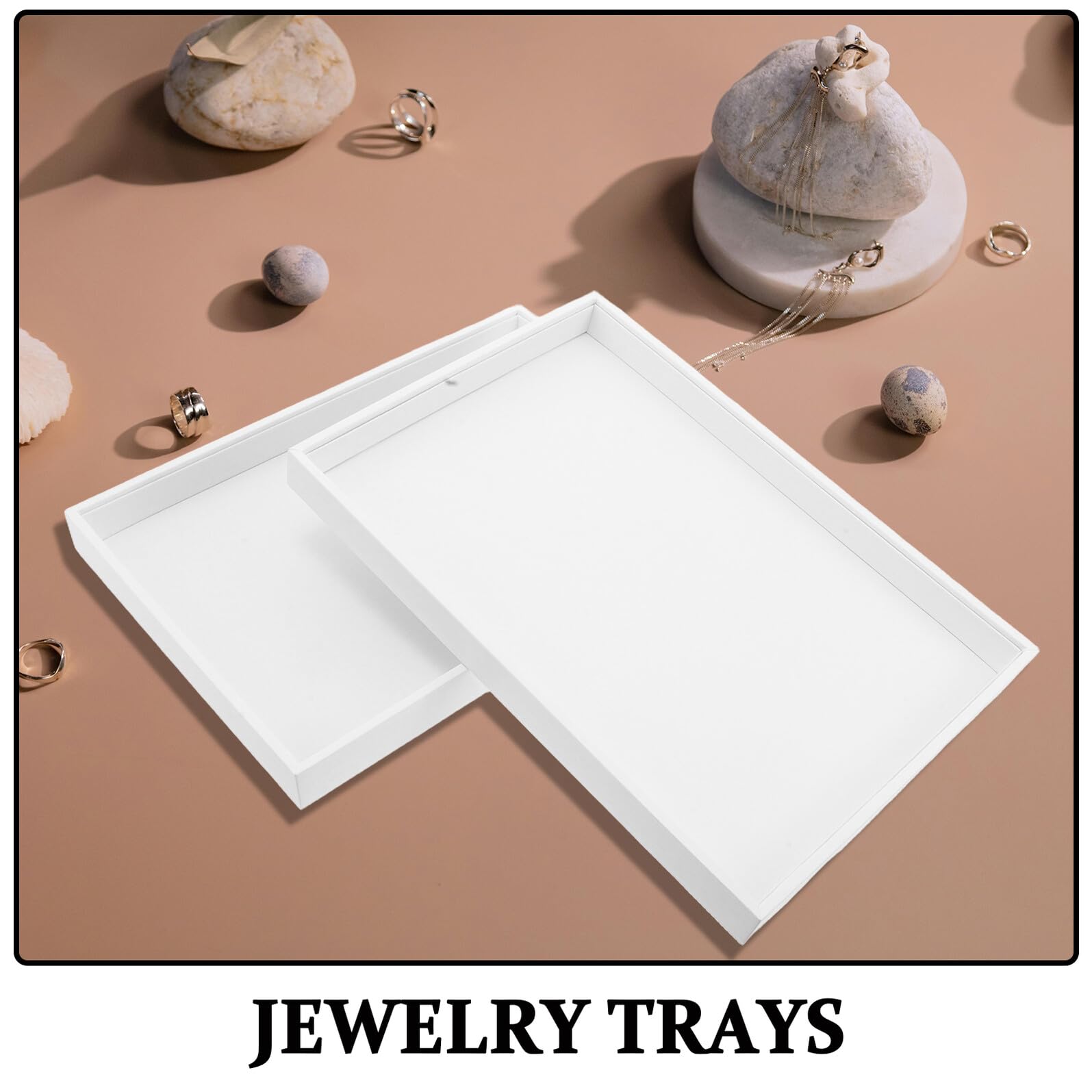 Gatuida 2 piezas Bandejas Apilables Grandes para Joyas con Acabado Lujoso Organizador Flexible para Collares Anillos Pendientes y Pulseras para Tocadores y Almacenamiento Diario
