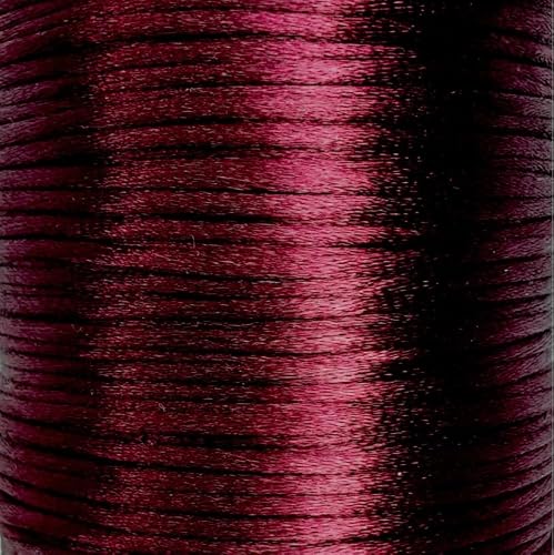 Mart-Mon Burgundy Satin Rattail Cord 2Mm X 25M, Silky Thread For Knotting, Bracelet Making, Jewellery, Sewing Crafts (Burgundy)