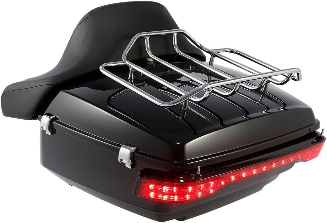 King Pack Trunk w/Brake Tail Light Tour Pak Fits Painted Black-Housing Red-Lens