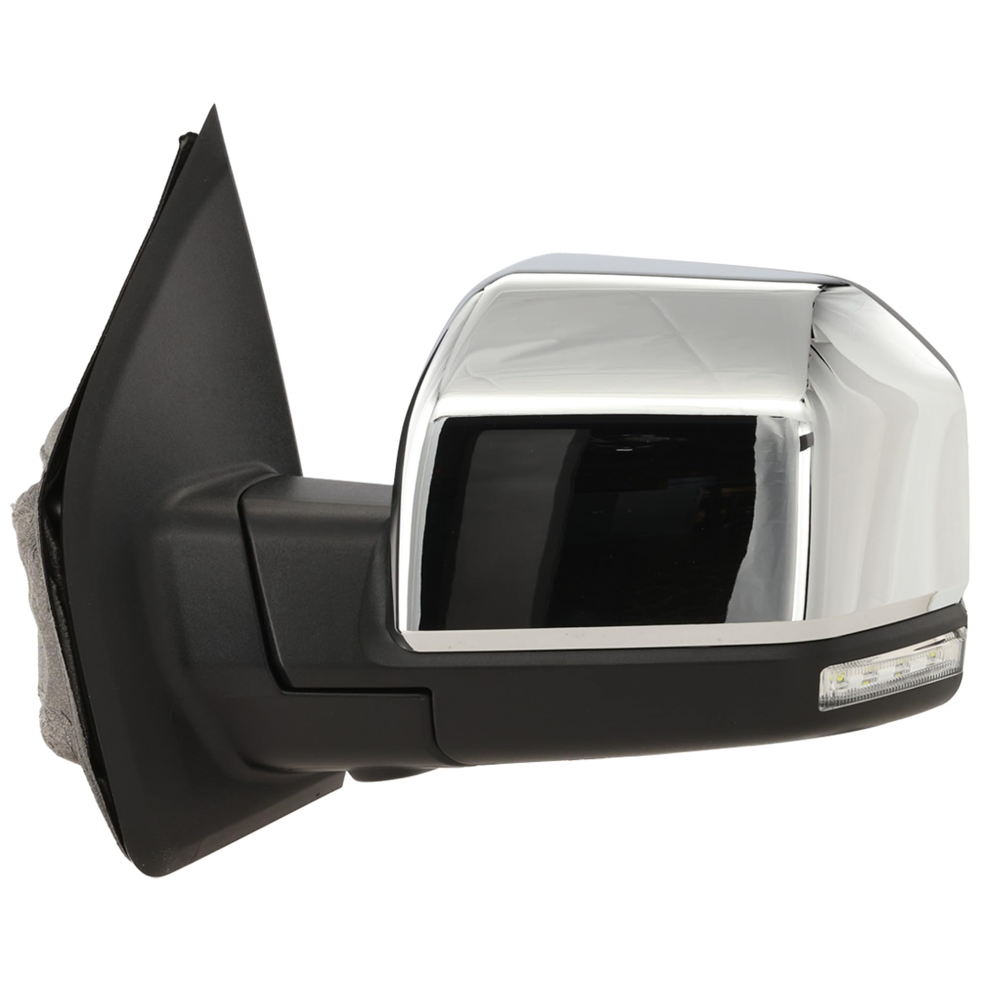 Garage-Pro Specchietto sinistro riscaldato per Ford F-150 2015-2018, pieghevole, con luce di segnalazione, monitor punto cieco, lampada di memoria e pozzanghera; senza regolazione automatica cromata