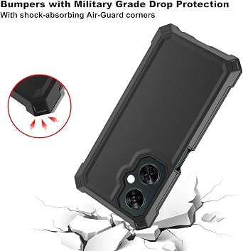 Ailiber for OnePlus Nord N30 Phone Case, One Plus N30 5G Case with Screen Protector Tempered Glass, 2 Layer Structure Protection, Shockproof Corner TPU Bumper, Slim Silicone Cover for Plus 1 N30-Black