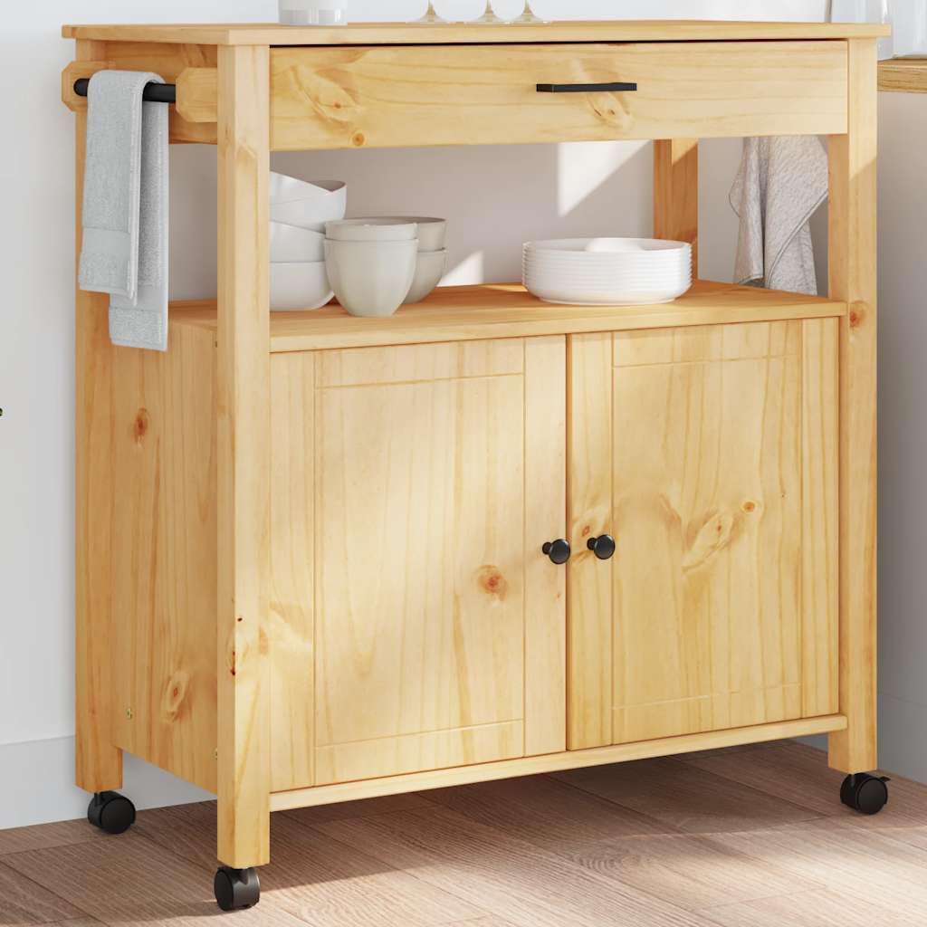 Carrello da cucina Monza, 84 x 40 x 88,5 cm, in legno massello di
