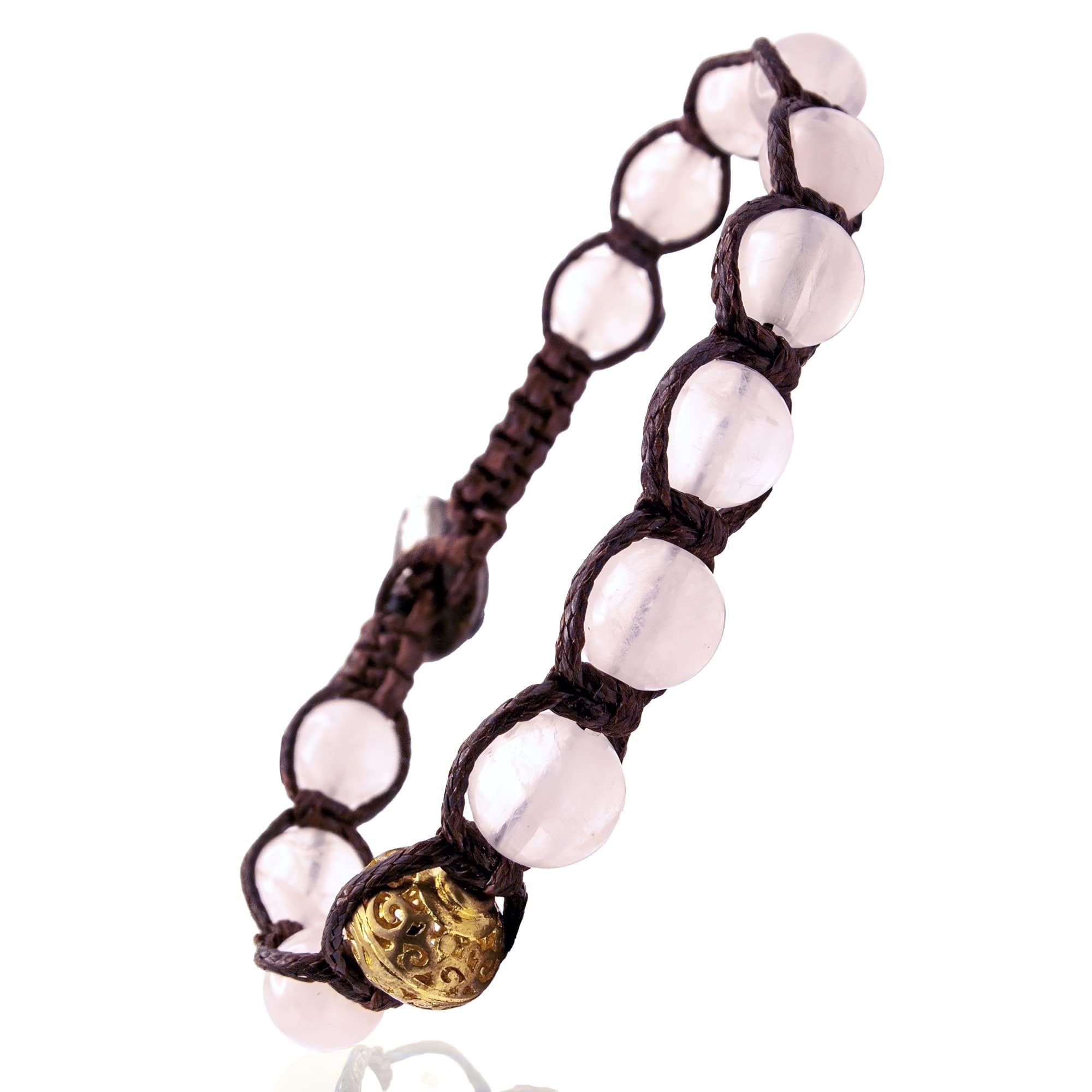 Samsara Bracciale Tibetano Buddista con pietra portafortuna - Filo in cotone cerato in vari colori