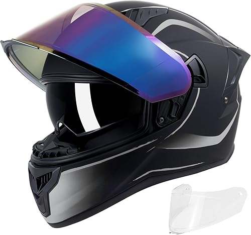 Miniatura 11 de Full Face Motorcycle Helmets for Adult Men Women, DOT Approved Street Bike Racing Helmet Dual Visor Quick Release Buckle, Motorbike ADV Moped Helmet