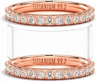 2Pcs 2MM All-Titanium Stacking Rings Compatible with Oura Ring Gen 5/4/3 | Non Tarnish Lightweight 5A Cubic Zircon Stackable Bands for Women, Smart Ring Accessories, 14K Gold/Titanium/Rose Gold, 5-11