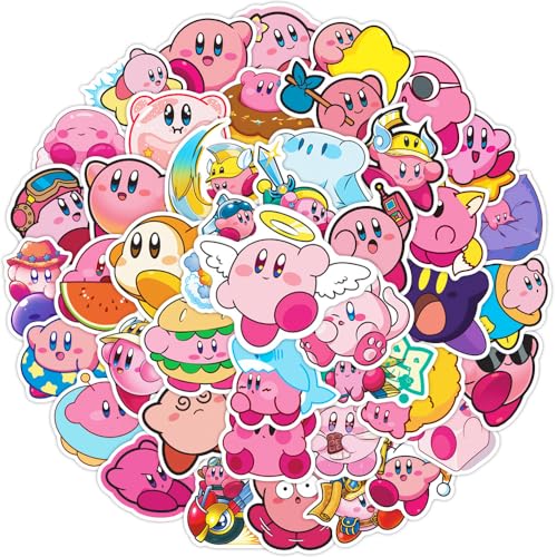 50pcs Popular Classic Kriby Stickers for Teens Teen-Age Cartoon Sticker for Water Bottle Laptop Waterproof Vinyl Decals for Teens Adults Party Supply Favor Decor(Pink-B)