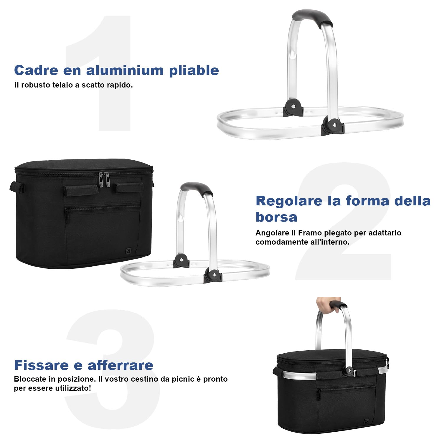 Cesto Termico Pieghevole Da 18 Litri Con Maniglia Doppia E Supporti Laterali – Borsa Frigo Impermeabile