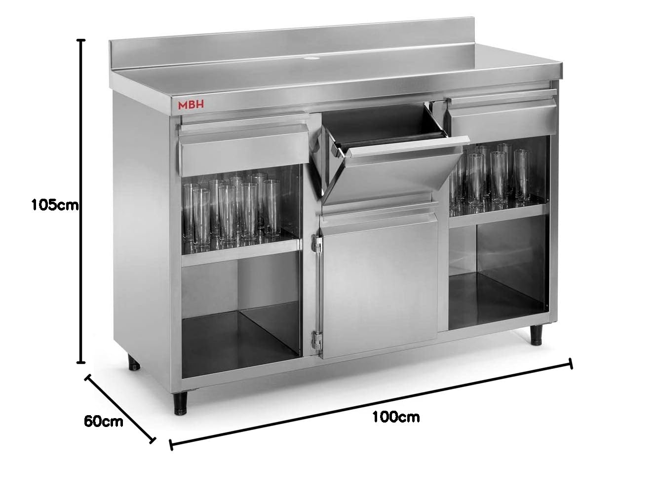 Mueble cafetero INOX - 1000 x 600 x 1050 mm - Maquinaria Bar Hostelería