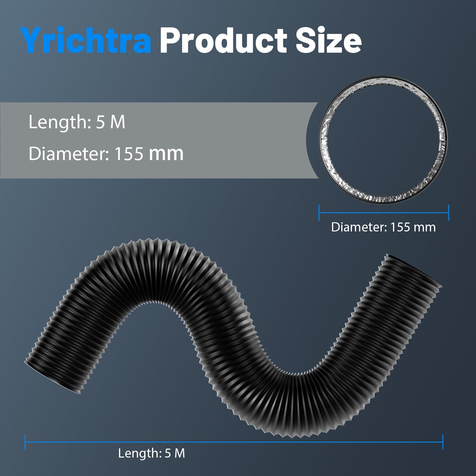 Yrichtra 150mm Air Ducting Length 5m Tumble Dryer Hose - Image 4