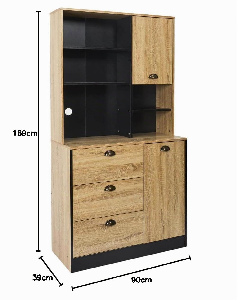 AltoBuy DINAJ - Buffet Vaisselier Multi-Rangement Aspect Bois