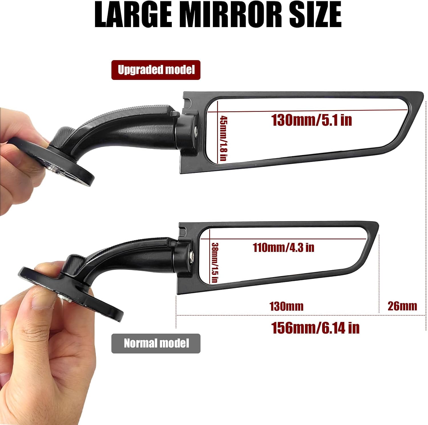 Large Size Motorcycle Mirrors Stealth Wind Wing Side Rearview Mirrors Compatible With 2025 Kawasaki Ninja 500 Ninja 650 Ninja 400 300 2025 ZX6R ZX10R ZX4RR ZX14R GSXR 1000 600 750