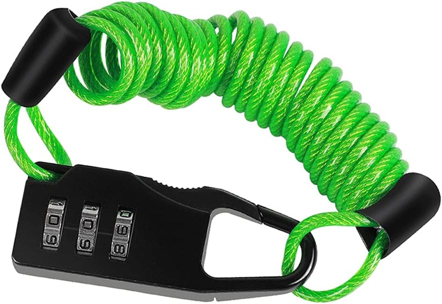 Portable Helmet Lock 3 Digit Password Mini Anti-Theft Bicycle Lock for Motorcycle Bicycle Scooter Cable Lock (Color : Gray, Size : 150cm) (Green 150cm)