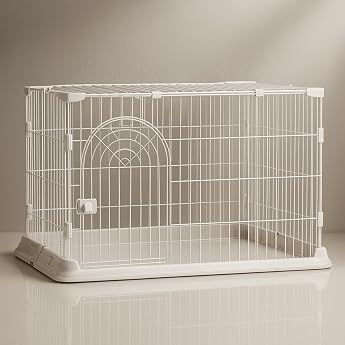 Cat Cage, Dog Gauge, For Rabbits, Small Dogs, Medium-Sized Dogs, Removable Roof, Easy Assembly, Circle, Indoor Interior, Gauge, White, L Width 39.8 x Depth 26.0 x Height 23.6 inches 101 x 66 x 60 cm