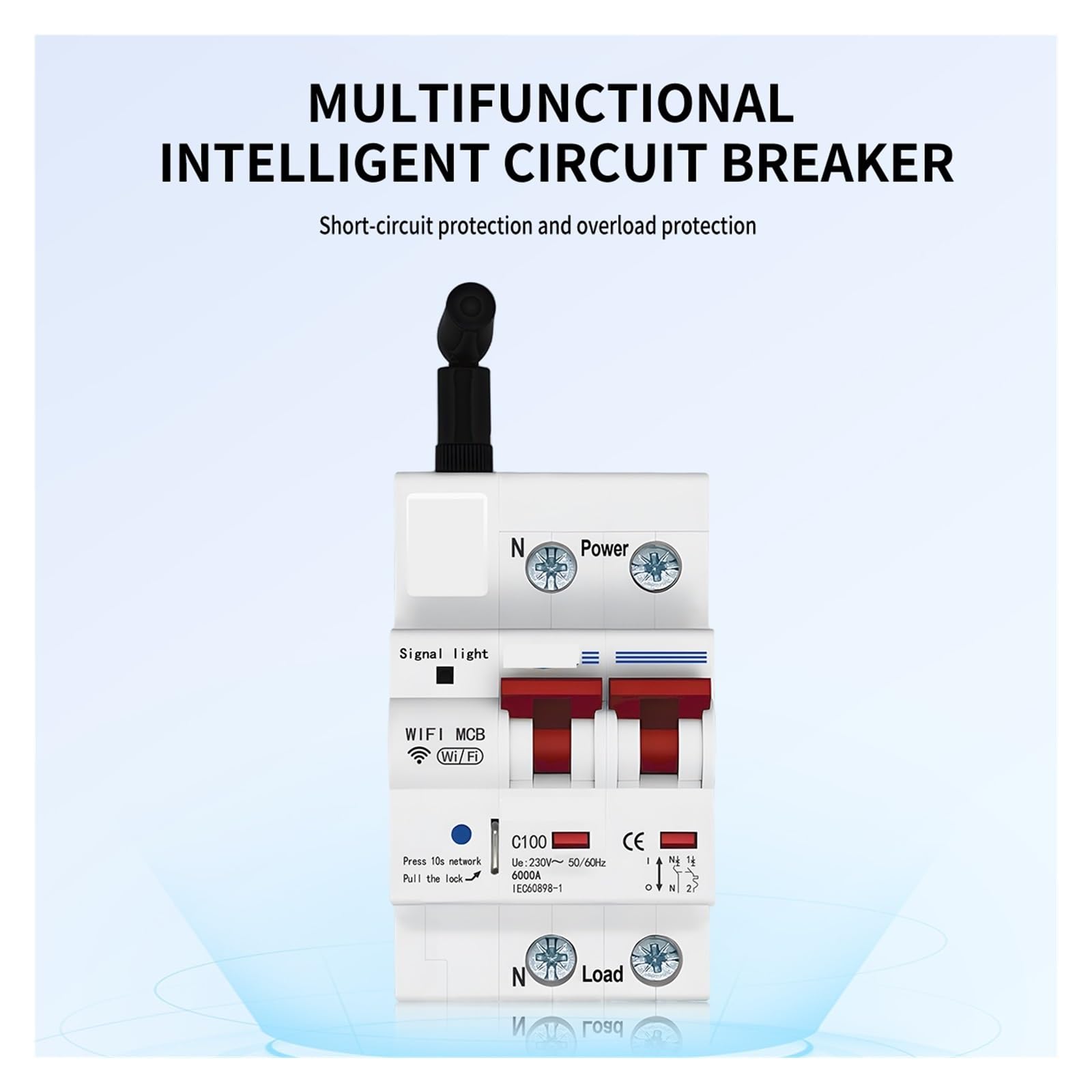 Interruttore automatico WIFI intelligente, compatibile con TOMZN, | Interruttore temporizzato con interruttore di protezione da sovraccarico 2P 230 V CA 1-100 A(20A)