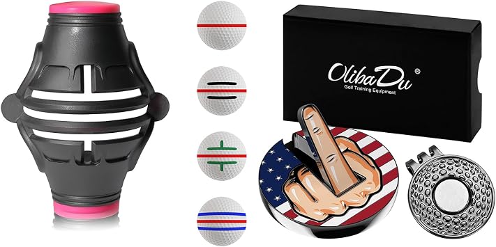 1 Pack 360 Triple Line Golf Ball Marker, Premium Magnetic Middle Finger Golf Ball Marker Cap Clip Set - Golf Ball Marker Stencil Tool, Fun Accessory for Golfers, Idea for Avid Enthusiast