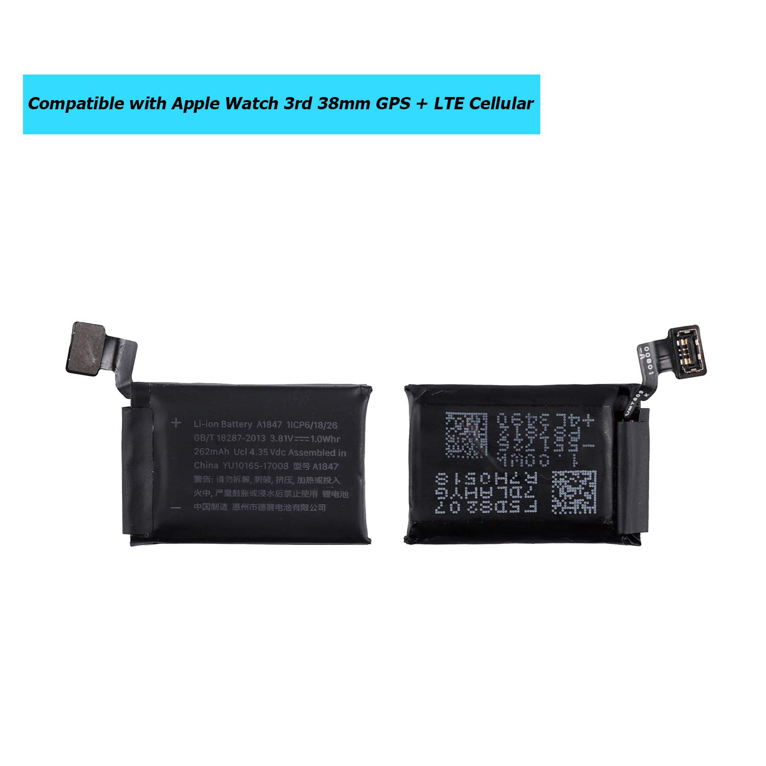 E-YIIVIIL A1847 Replacement Battery Compatible with Apple Watch Series 3 38mm GPS + LTE Cellular Version A1847 with Toolkit