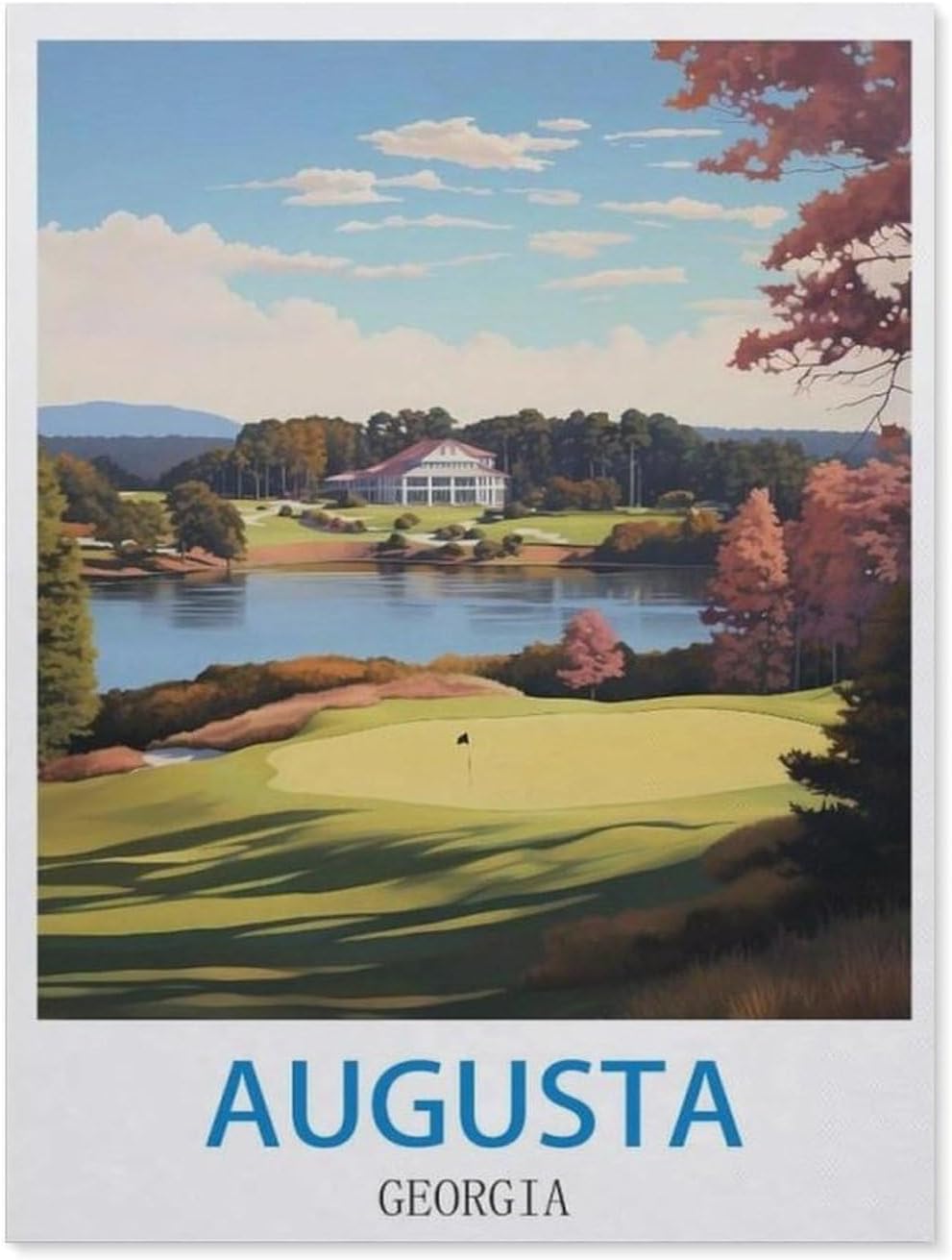 Jigsaw Puzzle 1000 Piece，Augusta Georgia Vintage Travel Posters Golf，Classic Puzzle DIY Kit Paper Toy Unique Gift Home Decor（38x26cm）-CQ77