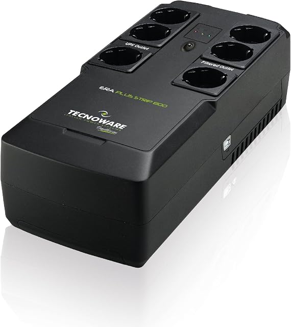 Tecnoware UPS ERA PLUS STRIP 800, Zasilacz bezprzerwowy 800VA, Ochrona przed przerwami w zasilaniu komputera, modemu, monitoringu wideo, kas fiskalnych, AVR, Software TecnoManager, Max autonomia 60min