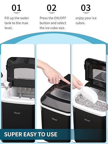 Miniatura 4 de Encimera para hacer hielo, 26 libras en 24 horas, 9 cubitos de hielo listos en 7 minutos, máquina eléctrica autolimpiante con cuchara de hielo y