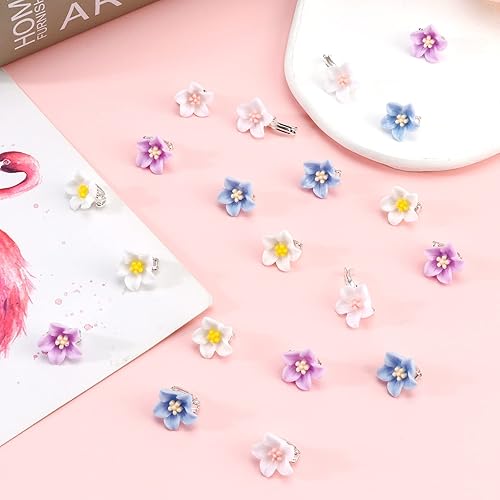 Miniatura 7 de YISSION 20 mini pinzas para el pelo de flores para niñas y mujeres, lindos horquillas para el cabello, pinzas de flores de lirio para el cabello,