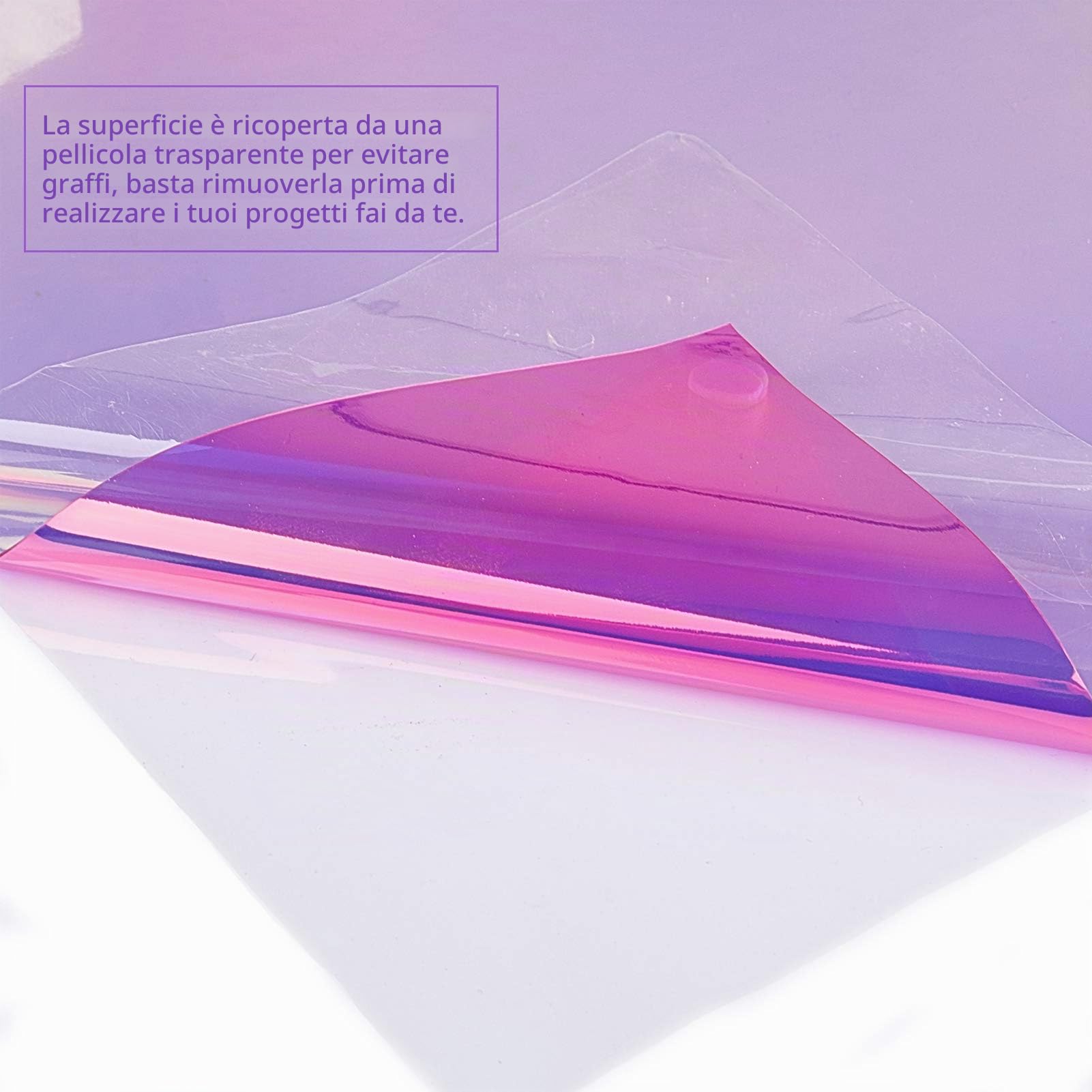 GORGECRAFT 7Pz Foglio olografico in PVC 8 "x 12" Vinile trasparente iridescente Arcobaleno Pellicola trasparente lucida Pellicola a specchio Tessuto per scarpe Borsa da cucire