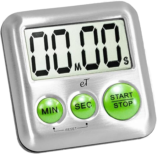 Miniatura 2 de eTradewinds Elegantes temporizadores digitales de cocina, paquete de 2 unidades con modelos de acero inoxidable eT-23 y modelo eT-25, memoria