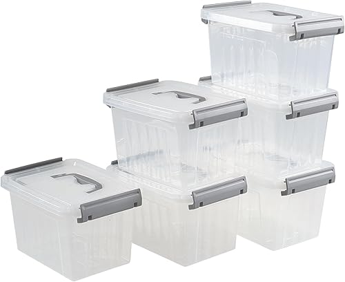 Miniatura 8 de Cajas pequeñas con cierre transparente de 3.5 cuartos de galón con asa, pequeños contenedores de almacenamiento de plástico con tapa, 6 paquetes