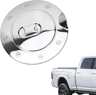 Triple Chrome Fuel Tank Cap for 2009-2017 Dodge Ram 1500/2500/3500, High-Gloss ABS Chrome Replacement Gas Door Cover (Silver)
