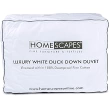 HOMESCAPES Super King Duvet 4.5 Tog, Luxury Ethical Duck Feather & Down Quilt, Anti Allergy 100% Cotton Cover Down-Proof Summer Bed Duvets, Washable, RDS & OEKO-TEX Certified