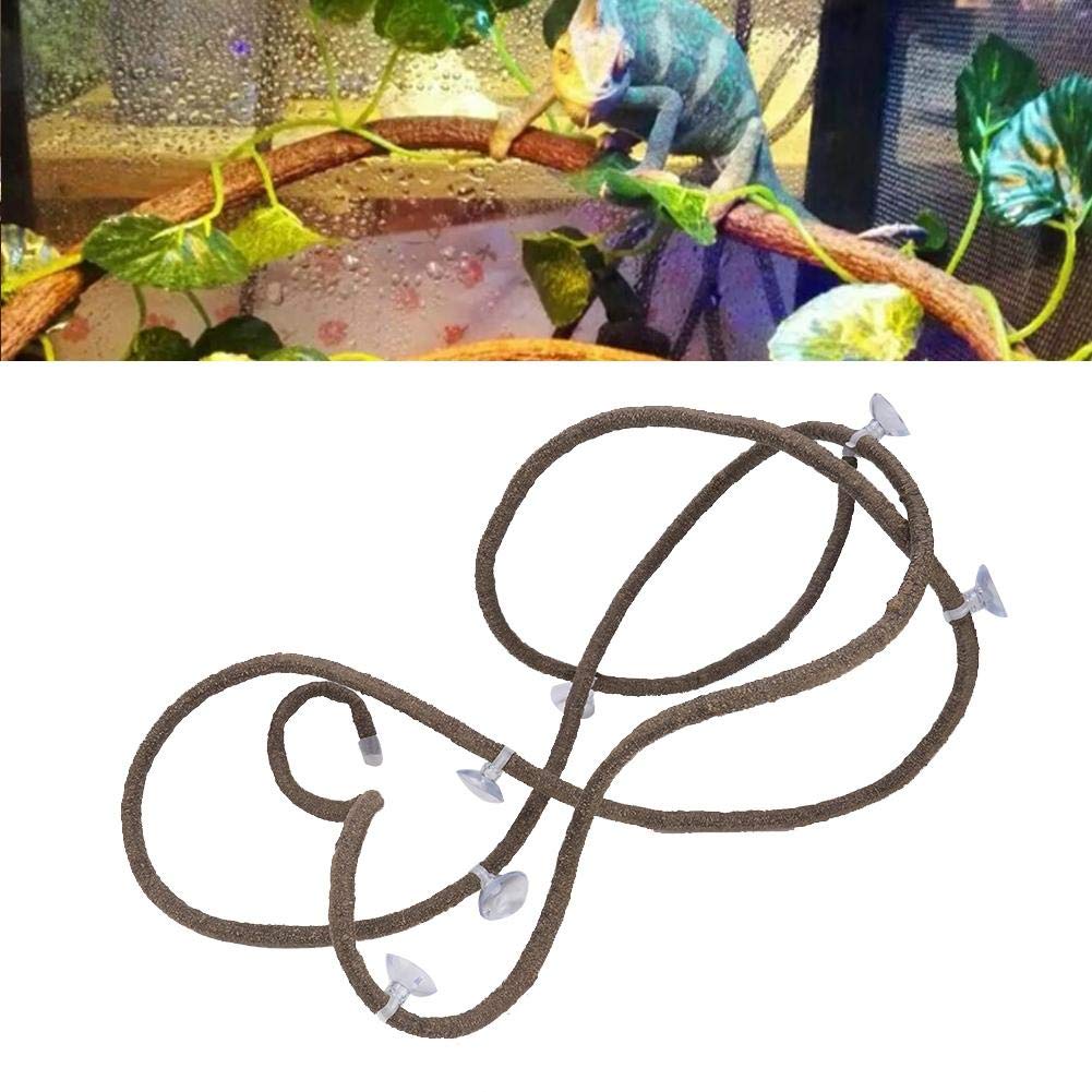 Künstliche Reptilien Kletterzweig mit Saugnäpfen, 9.84ft Flexible Jungle Rattan Lange Rebe, Habitat Dekor für Chamäleon, Echsen, Gecko, Schlangen