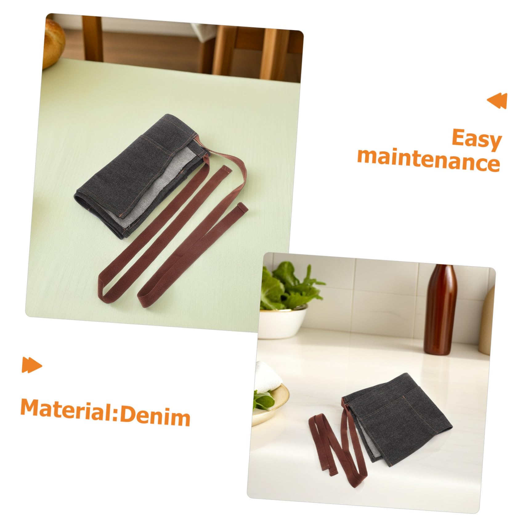 2 Pezzi Grembiuli Cameriera Vita in Denim con Mezza Regolabile per Uomini Donne Ristorante Cucina Bbq Comfort e Facilità di Pulizia