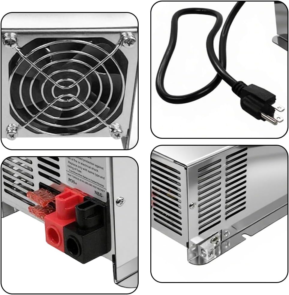 WF-9875 75 Amp Power Converter Deck Mount Charger WF-9875-AD-CB Compatible with RV Trailer Camper Car Boat WF-9800 Series Power WF-9875-MBA WF-9875-LIS Three-Stage Converter Charger 13.2-14.6V DC