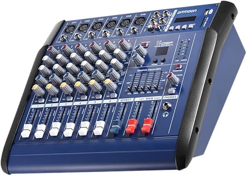 Miniatura 5 de Btuty Consola de mezcla de audio de 6 canales Digital Mic Line Amplificador mezclador de potencia con ranura USB Phantom Power de 48 V para grabar