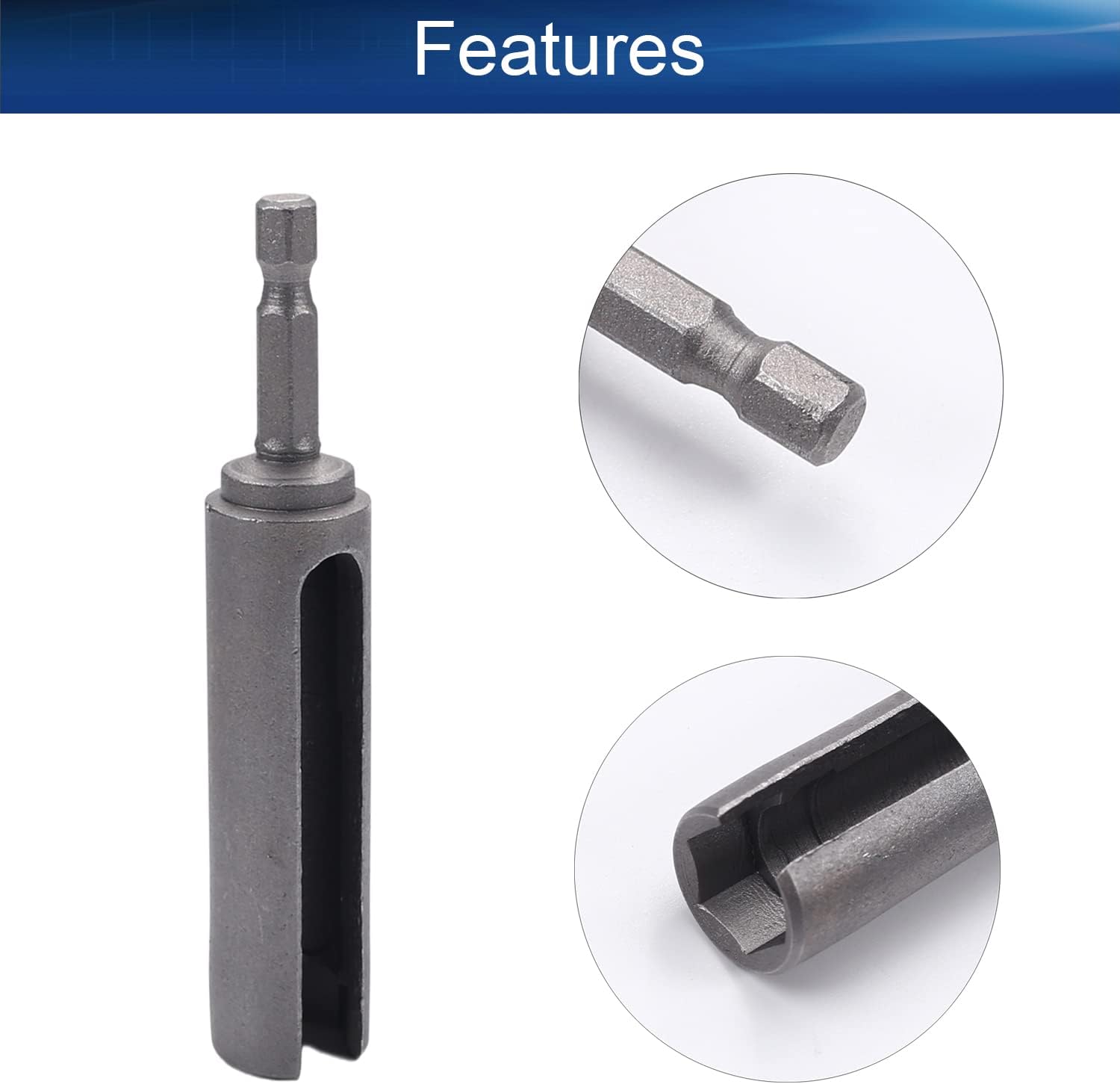 Auniwaig 1/4-Inch Drive Quick-Change 12mm Nut Driver Hex Shank Slotted Drill Bit Socket, Cr-V Chrome-vanadium for DIY Hand-Making and General Repairs 1 Pcs