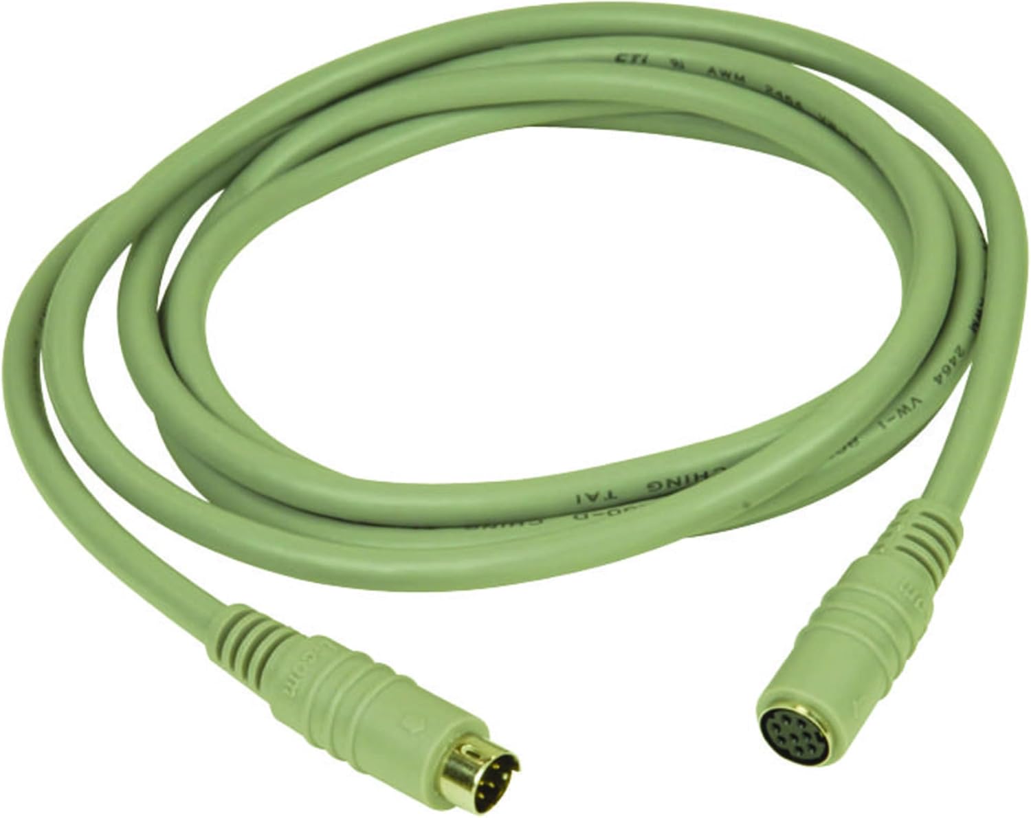 L-COM DK238MF-6 Cable Assembly, Mini DIN Plug/RECPT, 6FT,Grey