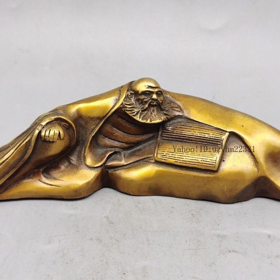 銅製 達磨祖師 文鎮 ペン立て 書道具 文房具 現代工芸品 美術品 置物 銅製