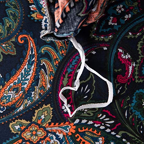 Softta Vintage Paisley Bedding Sets 3Pcs Duvet Cover Set King Size Rustic Damask Black Quilt Cover Floral 100% Brushed Cotton Zipper Closure Boho Bedding Collections #TOP6