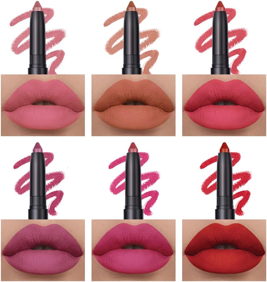 6 Colors Velvet Matte Lip Pencil Pakivs Long wear Matte Crayon Lipstick