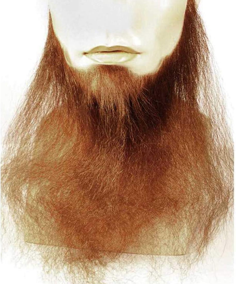 16" Long Full Face Beard Color White - Lacey Wigs Human Hair Duck Dynasty Hand Made Fake Facial Biker Amish Bundle Spirit Gum Remover, MaxWigs Care Guide