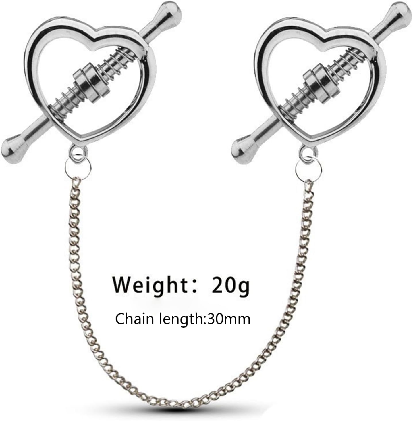 YiZYiF Heart Stainless Steel Nipple Clamps Adjustable Pressure Clip Body Chain for Women Nipple Jewelry Rings