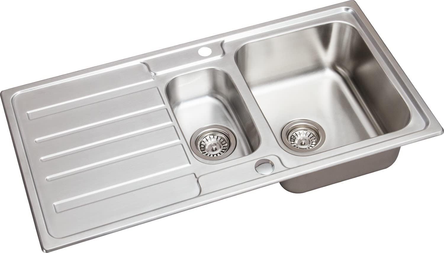 SÄUBER Stainless Steel Kitchen Sink Inset 1.5 One Half Bowl Reversible ...