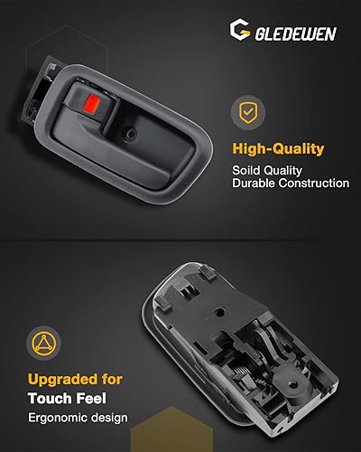 Miniatura 4 de Manijas de puerta interiores con bisel (par), compatibles con Toyota Tundra 2000, 2001, 2002, 2003, 2004, 2005, 2006, gris, conductor delantero