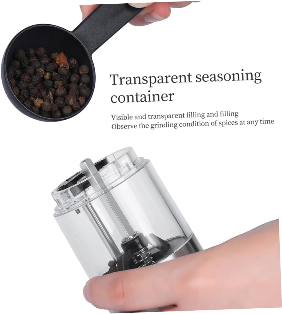 Cabilock Electric Pepper Grinder Salt Handheld Portable Reusable Stainless Steel Pepper Mill for Kitchen