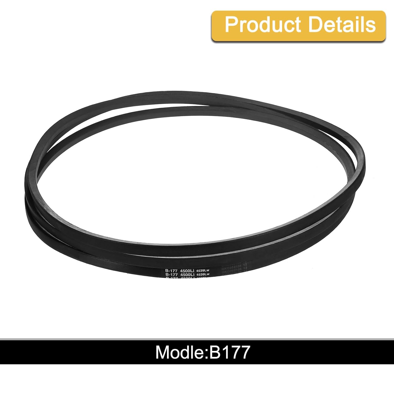 uxcell 1 Pack B177 Classic Wrapped V-Belt, 180" Outside Circumference Wrapped Industrial B Profile Rubber V-Belt for Industrial Machinery Equipment, Black